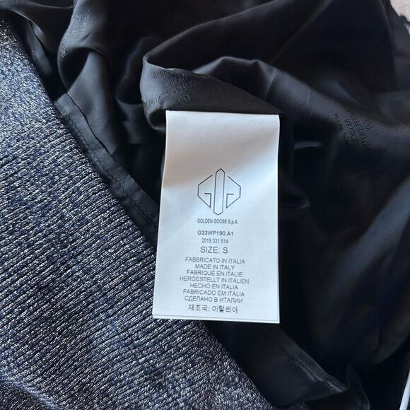 NWT Golden Goose Silver‎ Blue Shimmer Midi/Maxi Skirt Size S Navy Lurex - Picture 6 of 8